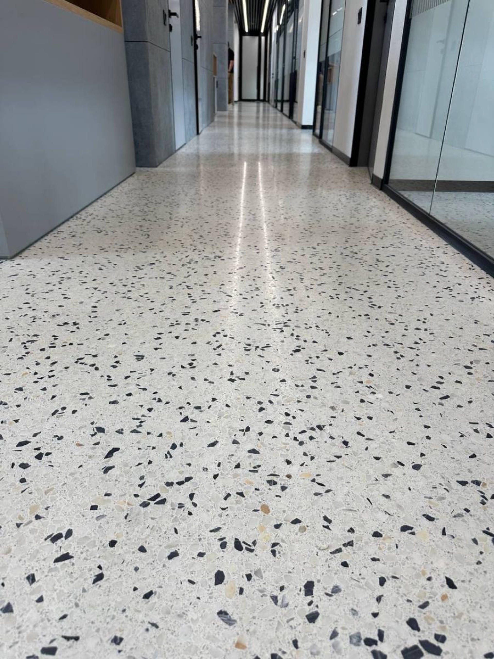 Lobby terrazzo with strips